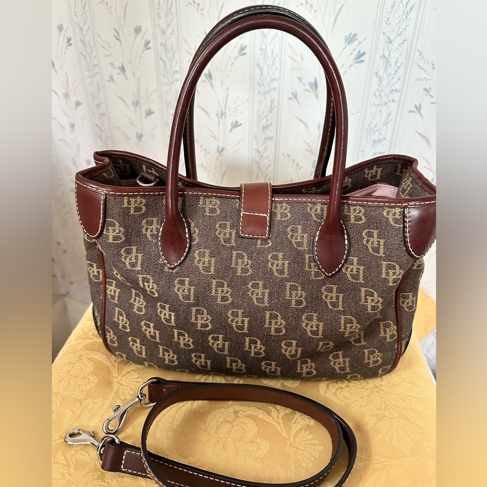 Dooney & Bourke Brown Satchel with Monogram Design - Picture 3 of 16